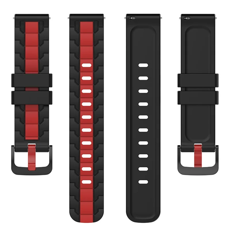 Para Garmin Forerunner 255 / Vivoactive Chain Design Silicone Watch Band 22mm Substituição Pulseira de Pulso - Preto / Vermelho