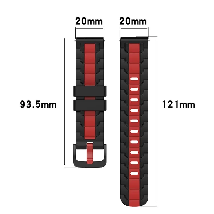 Pour Garmin Vivoactive 3 / Venu2 Plus / Samsung Galaxy Watch4 40 mm / Bande de Poignet en Silicone de Forme de Chaîne de 44 mm Bandle de Montre Réglable de 20 mm - le Noir / Rouge