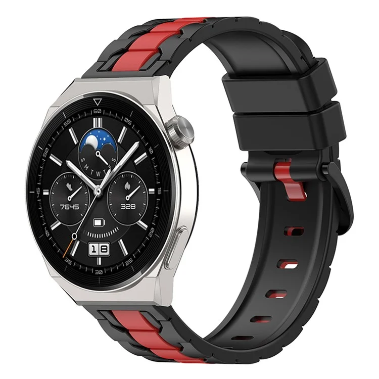 Per Huawei Watch 3 / Guarda GT 3 46 mm a Catena Elegante Design Silicone Cinturino 22 mm Dual Color Regolable Watch Band - Nero / Rosso