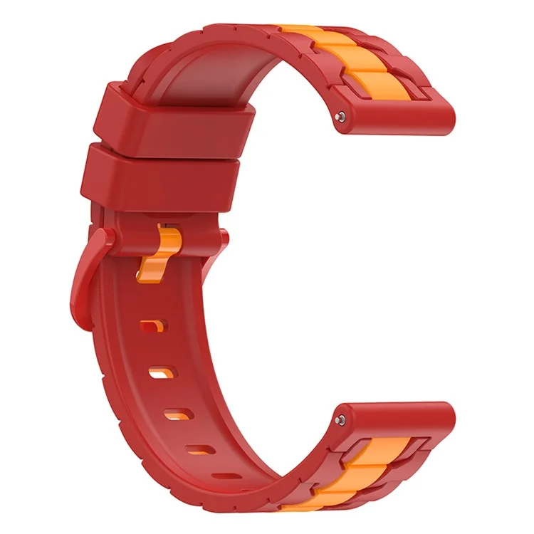 For Huawei Watch 3 / Watch GT 3 46mm Stylish Chain Design Silicone Strap 22mm Dual Color Adjustable Watch Band - Red / Yellow