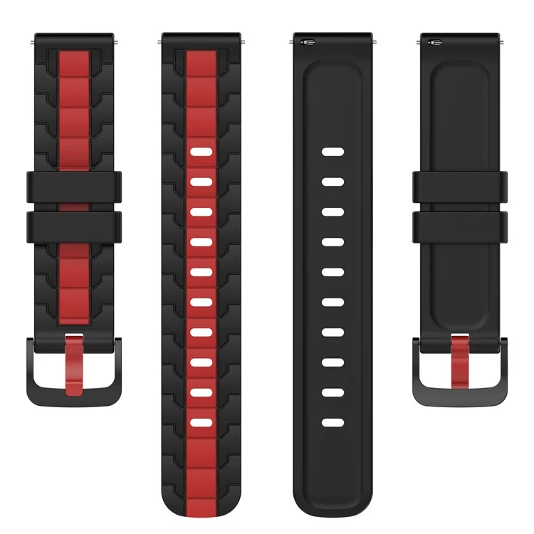 Para a Ignição Polar / Ignite 2 / Unir 20 mm de Forma de Forma de Corrente Silencip Sirep de Cor de Reposição de Cores Dupla Banda de Relógio - Preto / Vermelho