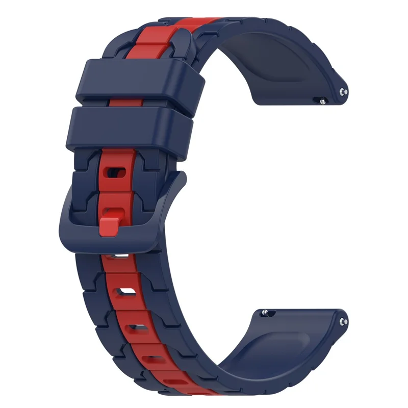 For Polar Ignite / Ignite 2 / Unite 20mm Chain Shape Design Silicone Strap Dual Color Replacement Watch Band - Navy Blue / Red