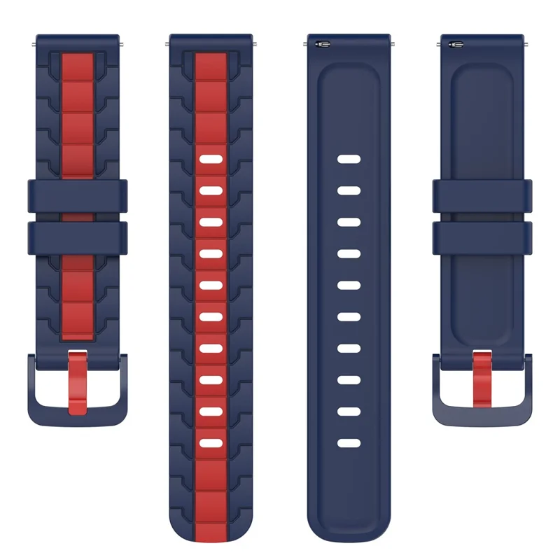 For Polar Ignite / Ignite 2 / Unite 20mm Chain Shape Design Silicone Strap Dual Color Replacement Watch Band - Navy Blue / Red