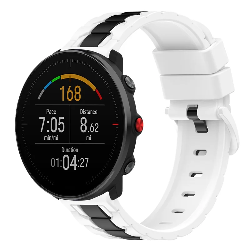 For Polar Grit X / Vantage M Dual Color Chain Design Smartwatch Strap 22mm Adjustable Silicone Wrist Band - White / Black
