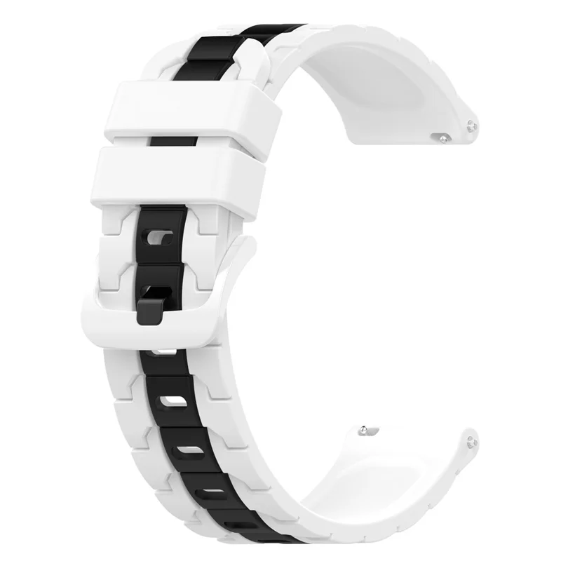 For Polar Grit X / Vantage M Dual Color Chain Design Smartwatch Strap 22mm Adjustable Silicone Wrist Band - White / Black