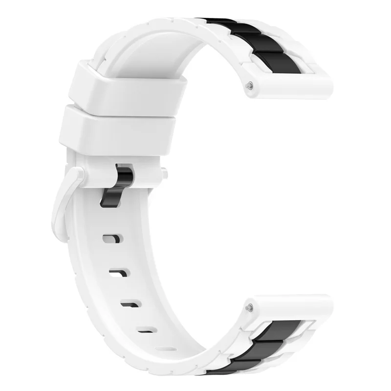 For Polar Grit X / Vantage M Dual Color Chain Design Smartwatch Strap 22mm Adjustable Silicone Wrist Band - White / Black