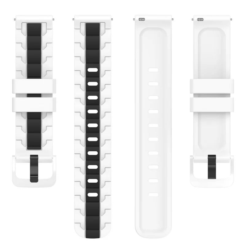 For Polar Grit X / Vantage M Dual Color Chain Design Smartwatch Strap 22mm Adjustable Silicone Wrist Band - White / Black