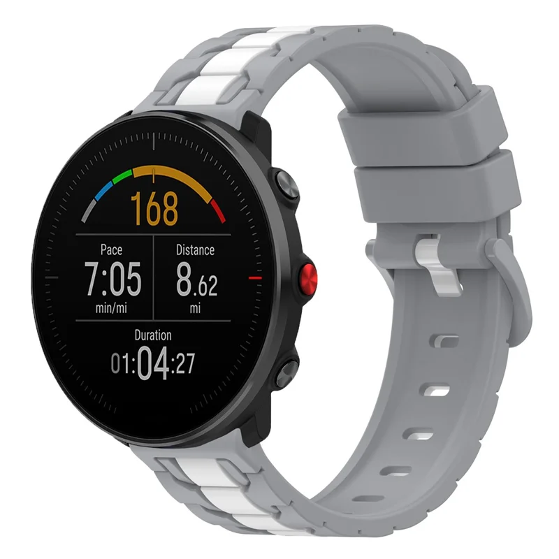 For Polar Grit X / Vantage M Dual Color Chain Design Smartwatch Strap 22mm Adjustable Silicone Wrist Band - Grey / White