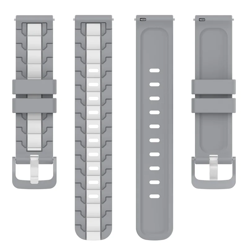 For Polar Grit X / Vantage M Dual Color Chain Design Smartwatch Strap 22mm Adjustable Silicone Wrist Band - Grey / White