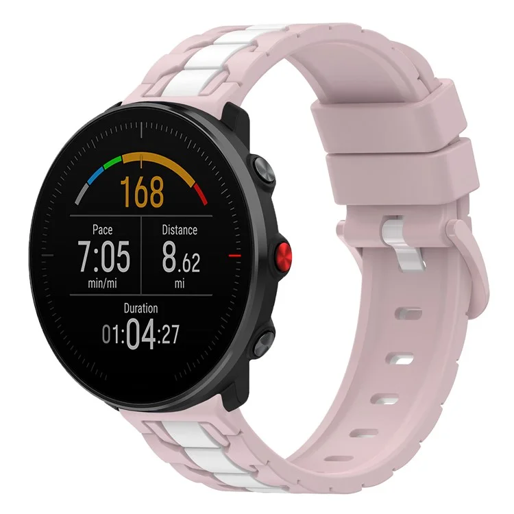 For Polar Grit X / Vantage M Dual Color Chain Design Smartwatch Strap 22mm Adjustable Silicone Wrist Band - Pink / White