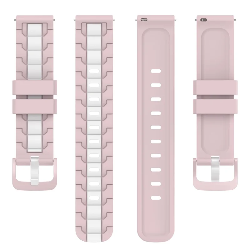 For Polar Grit X / Vantage M Dual Color Chain Design Smartwatch Strap 22mm Adjustable Silicone Wrist Band - Pink / White