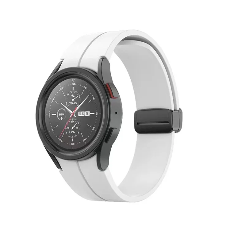 Pour Samsung Galaxy Watch6 40 mm / 44 mm / Watch6 Classic 43 mm / 47 mm / Watch 5 40 mm / 44 mm / Watch 5 Pro 45 mm Bracelet de montre en silicone de remplacement Boucle pliante Bracelet - Blanc