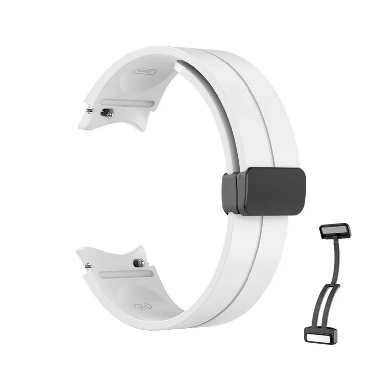 Pour Samsung Galaxy Watch6 40 mm / 44 mm / Watch6 Classic 43 mm / 47 mm / Watch 5 40 mm / 44 mm / Watch 5 Pro 45 mm Bracelet de montre en silicone de remplacement Boucle pliante Bracelet - Blanc