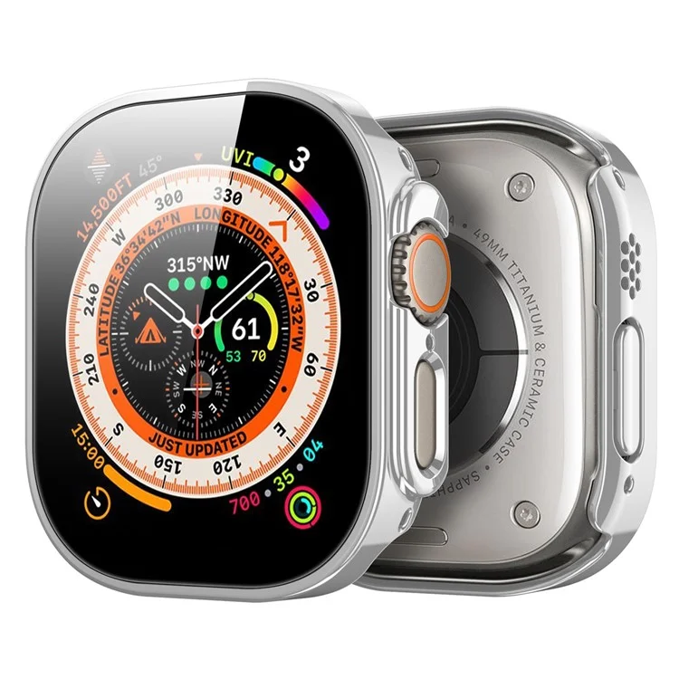 DUX DUCIS Hamo Series Watch Case for Apple Watch Ultra 2 49mm / Ultra 49mm, Electroplating Drop-proof Hard PC Protective Cover - Silver