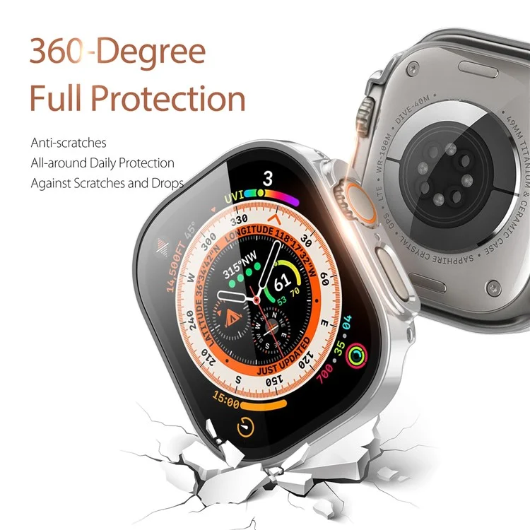 DUX DUCIS Hamo Series Watch Case for Apple Watch Ultra 2 49mm / Ultra 49mm, Electroplating Drop-proof Hard PC Protective Cover - Silver