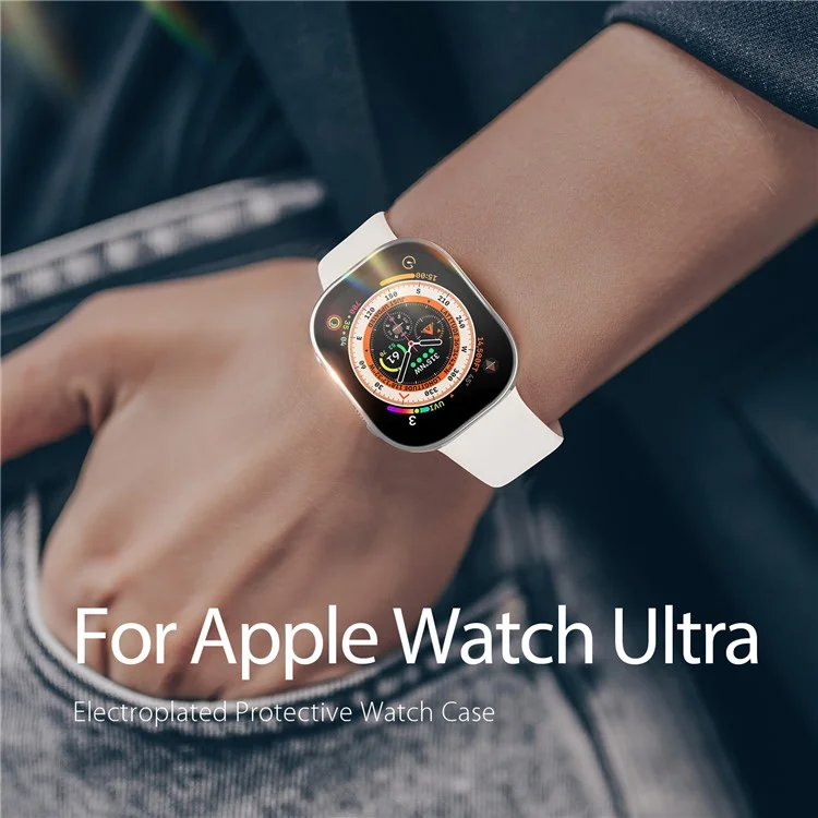 DUX DUCIS Hamo Series Watch Case for Apple Watch Ultra 2 49mm / Ultra 49mm, Electroplating Drop-proof Hard PC Protective Cover - Silver