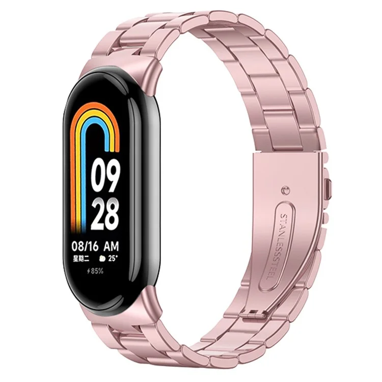 Para Xiaomi Mi Band 9 NFC / Mi Band 9 / Smart Band 8 NFC / Smart Band 8 3 Cuentas de reloj inteligente Banda de metal de repuesto para muñeca - Rosa Rosado