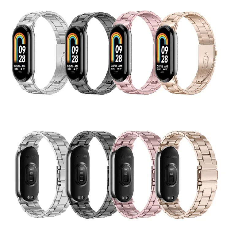 Para Xiaomi Mi Band 9 NFC / Mi Band 9 / Smart Band 8 NFC / Smart Band 8 3 Cuentas de reloj inteligente Banda de metal de repuesto para muñeca - Rosa Rosado