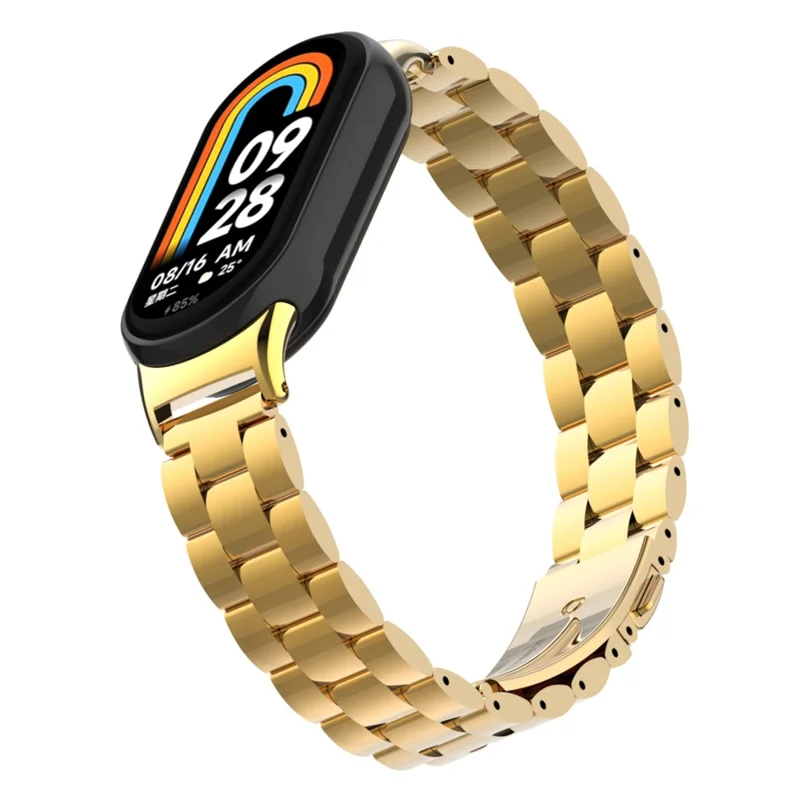 For Xiaomi Smart Band 9 NFC / 9 / 8 NFC / 8 3 Beads Smart Watch Metal Band Replacement Wrist Strap - Imitation Gold