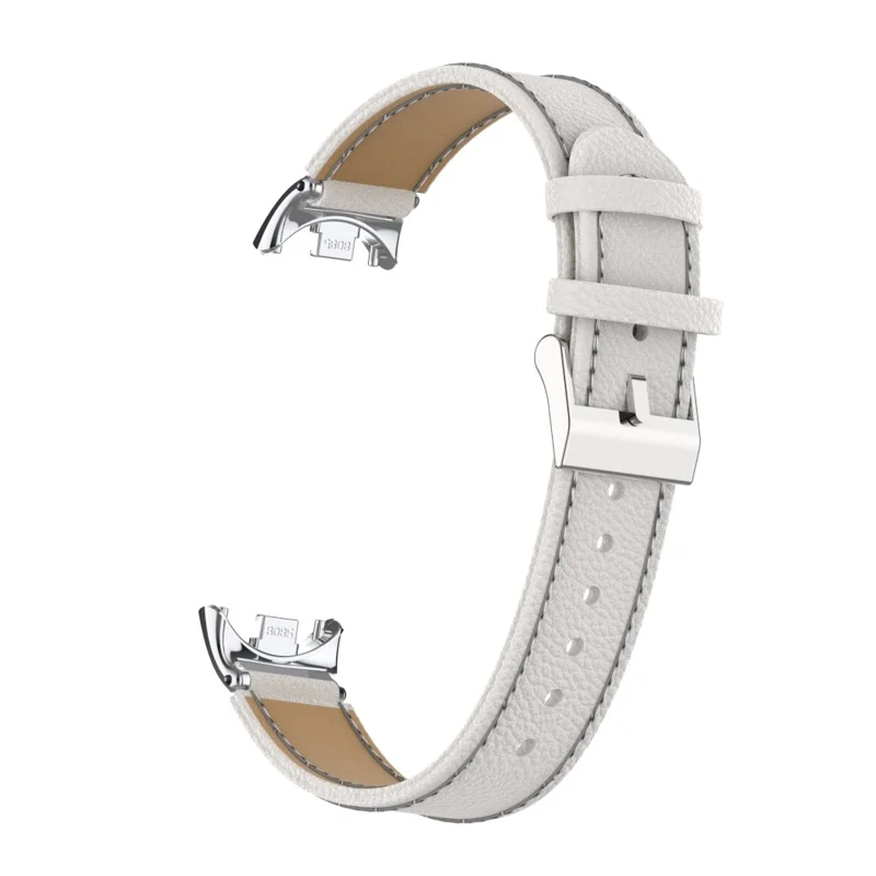 For Xiaomi Smart Band 9 NFC / 9 / 8 NFC / 8 Genuine Cow Leather Watch Band Watch Strap with Connector - White