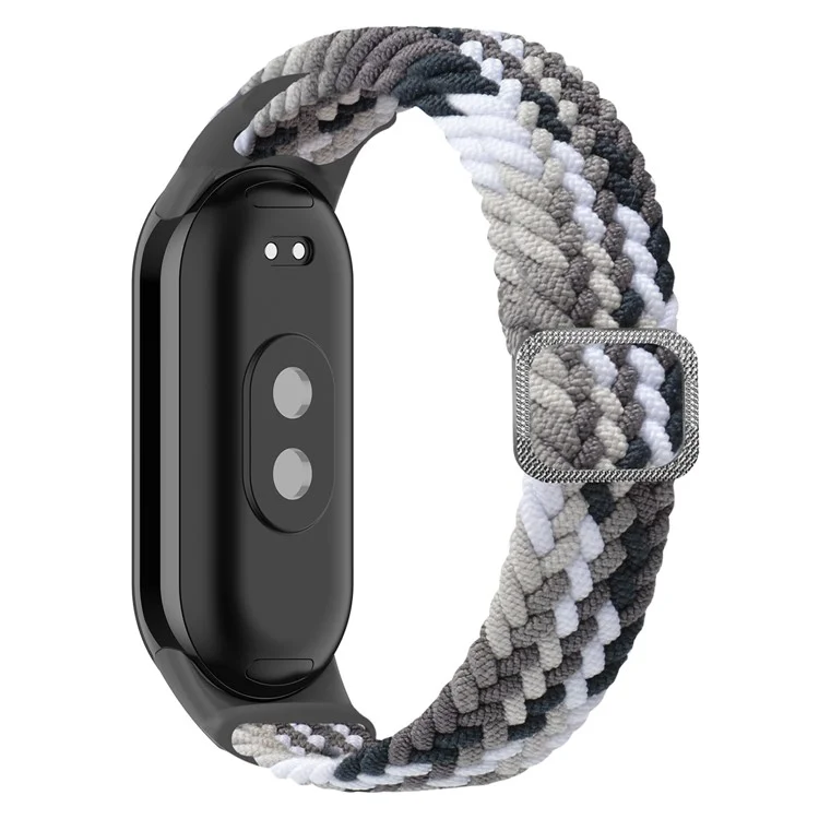 Für Xiaomi Mi Band 9 NFC / Mi Band 9 / Smart Band 8 NFC / Smart Band 8 Dehnbares Nylon-Uhrenarmband Verstellbares geflochtenes Sport-Armband - Farbiges Schwarz