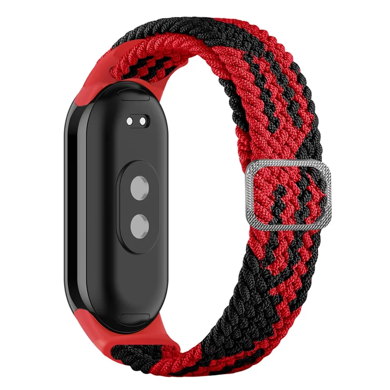 For Xiaomi Smart Band 9 NFC / 9 / 8 NFC / 8 Stretchy Nylon Watch Band Adjustable Braided Sport Strap - Red+Black