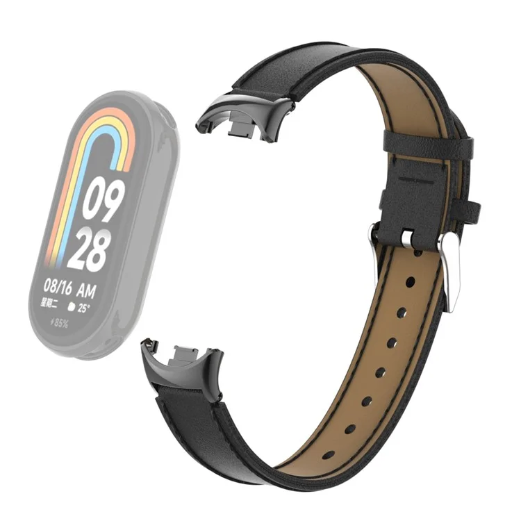 Para Xiaomi Mi Band 9 NFC / Mi Band 9 / Smart Band 8 NFC / Smart Band 8 Correa de reloj de cuero de banda de reloj con conector - Negro
