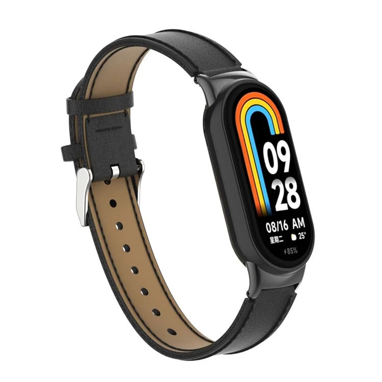 Para Xiaomi Mi Band 9 NFC / Mi Band 9 / Smart Band 8 NFC / Smart Band 8 Correa de reloj de cuero de banda de reloj con conector - Negro