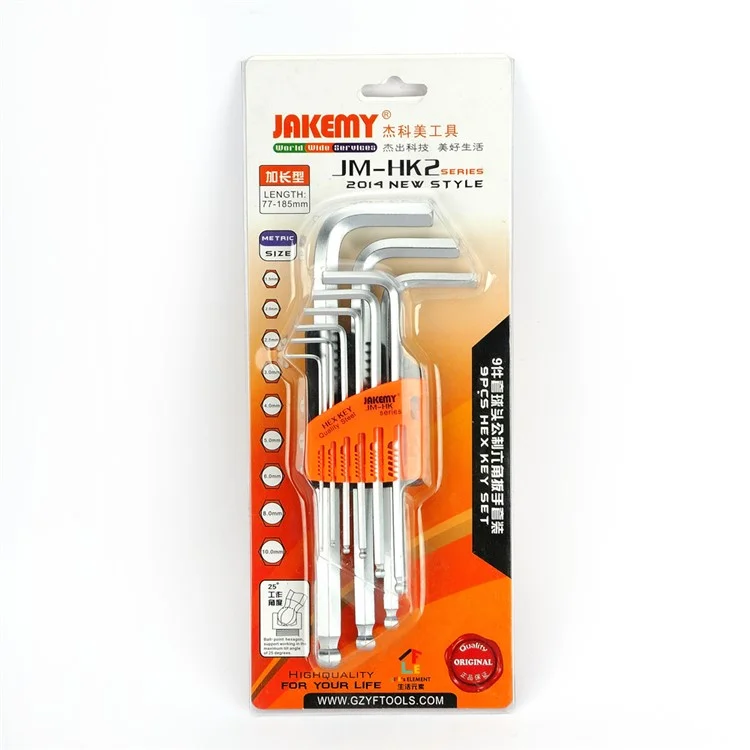 JAKEMY HK2 9Pcs HEX Key Tool Set 1.5-10mm German DIN Standard