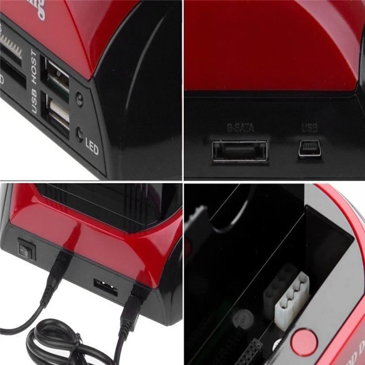 Dual USB 2.0 2.5/3.5 Inch IDE SATA External HDD Box All in One HDD Docking Station - EU Plug