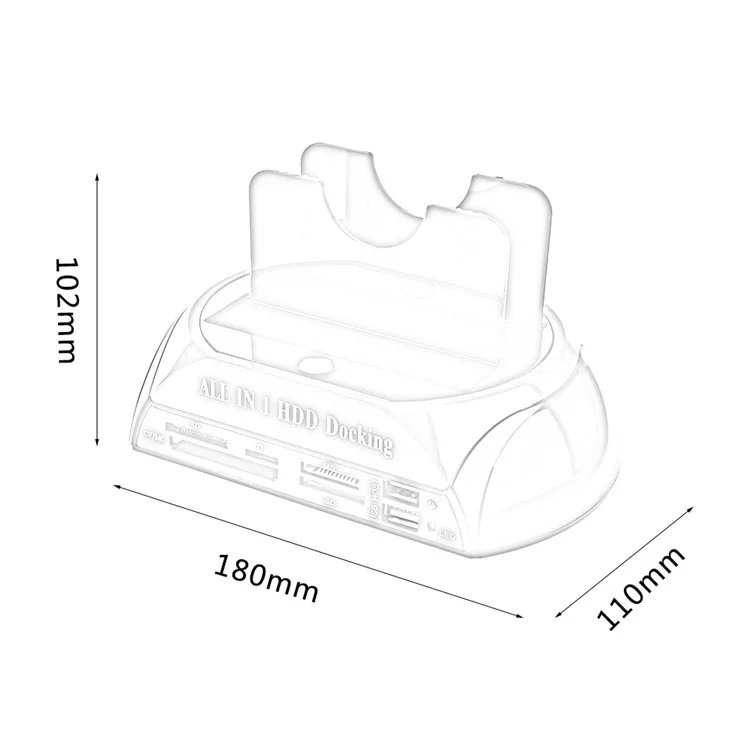 Dual USB 2.0 2.5/3.5 Inch IDE SATA External HDD Box All in One HDD Docking Station - EU Plug