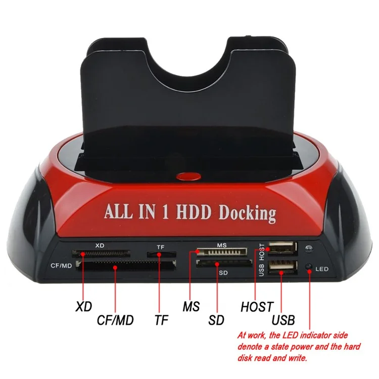 Dual USB 2.0 2.5/3.5 Inch IDE SATA External HDD Box All in One HDD Docking Station - EU Plug