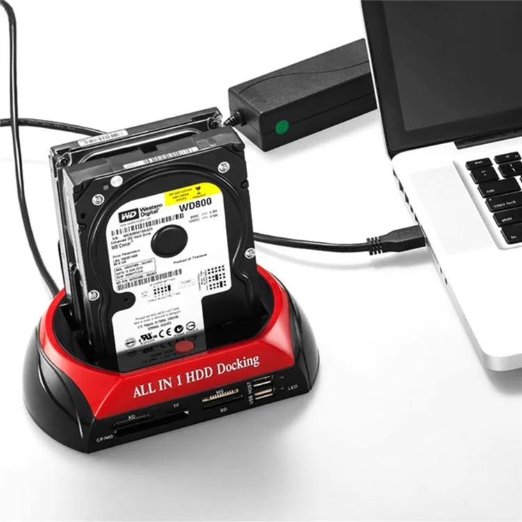 Dual USB 2.0 2.5/3.5 Inch IDE SATA External HDD Box All in One HDD Docking Station - EU Plug