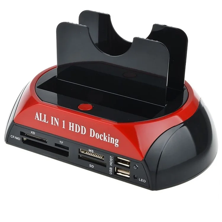 Dual USB 2.0 2.5/3.5 Inch IDE SATA External HDD Box All in One HDD Docking Station - EU Plug