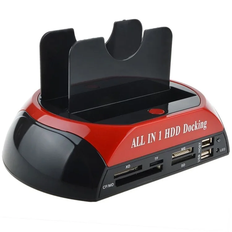 Dual USB 2.0 2.5/3.5 Inch IDE SATA External HDD Box All in One HDD Docking Station - EU Plug