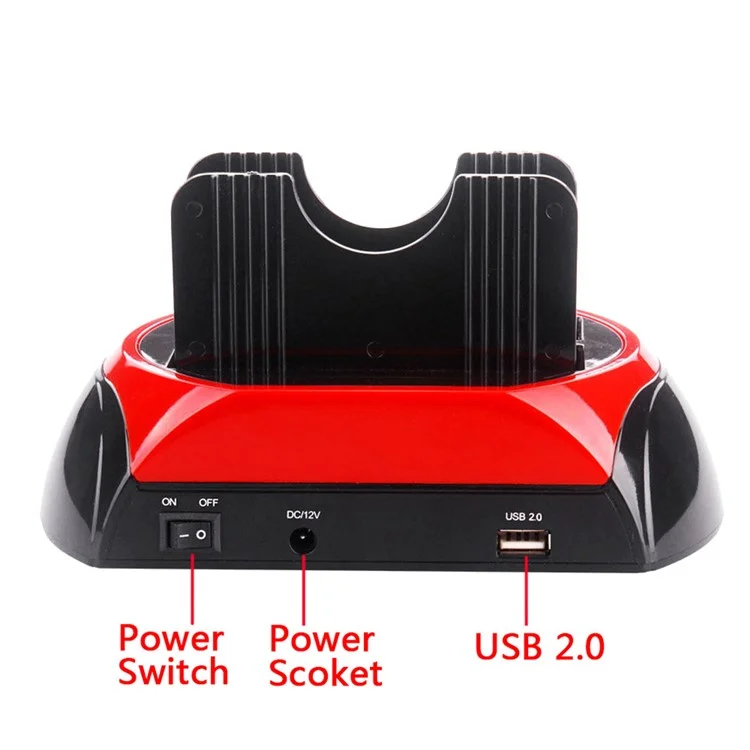 Dual 2.5"/3.5" inch IDE SATA HDD Hard Drive Disk Clone Holder Dock Docking Station (ZC826701) - US Plug