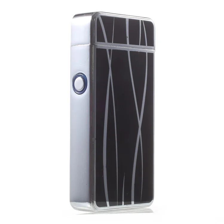 Streamline Pattern Electric Dual Arc Metal Lighter USB Rechargeable Lighter - Black