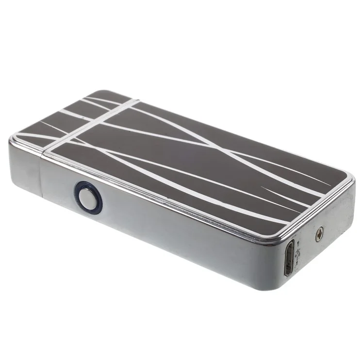 Streamline Pattern Electric Dual Arc Metal Lighter USB Rechargeable Lighter - Black