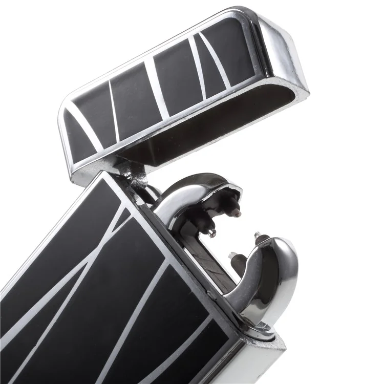 Streamline Pattern Electric Dual Arc Metal Lighter USB Rechargeable Lighter - Black