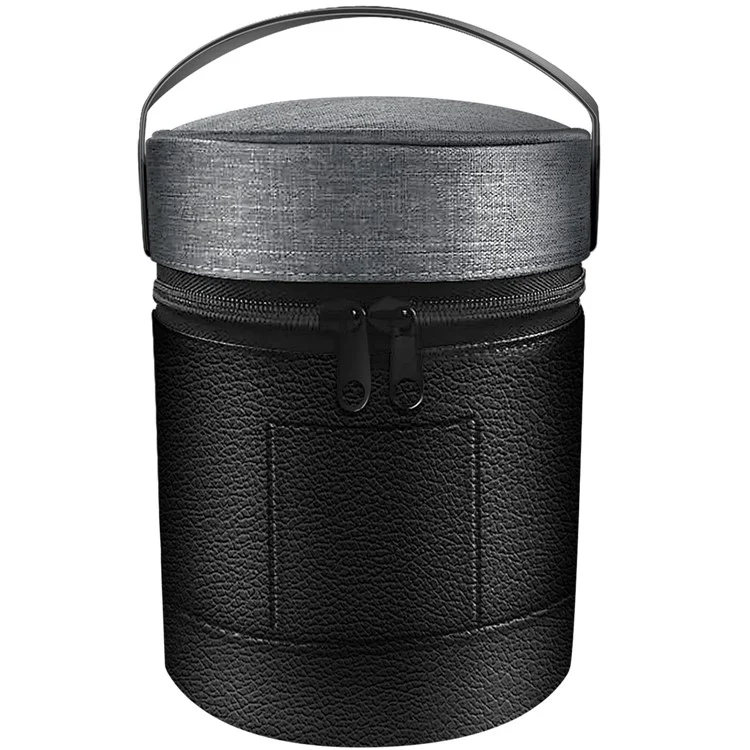 Double Zipper Closure PU Leather Sleeve Pouch Cover with Hand Strap for Apple Homepod