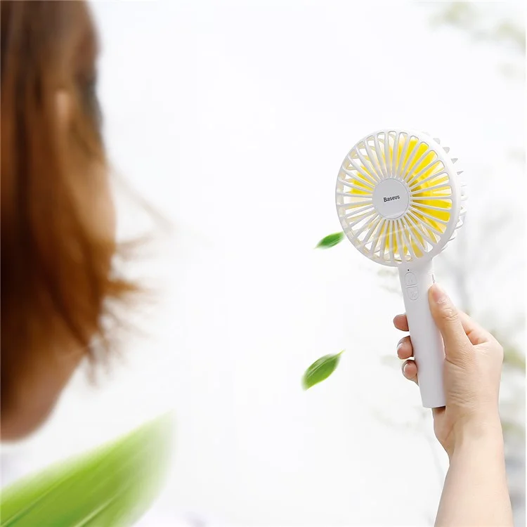 BASEUS Macarons Portable Handheld Desktop Cooling Fan USB Rechargeable with Base - White