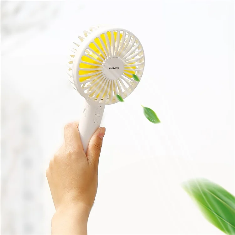 BASEUS Macarons Portable Handheld Desktop Cooling Fan USB Rechargeable with Base - White