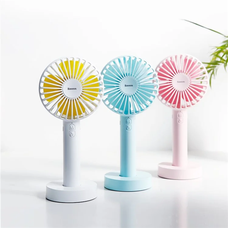 BASEUS Macarons Portable Handheld Desktop Cooling Fan USB Rechargeable with Base - White