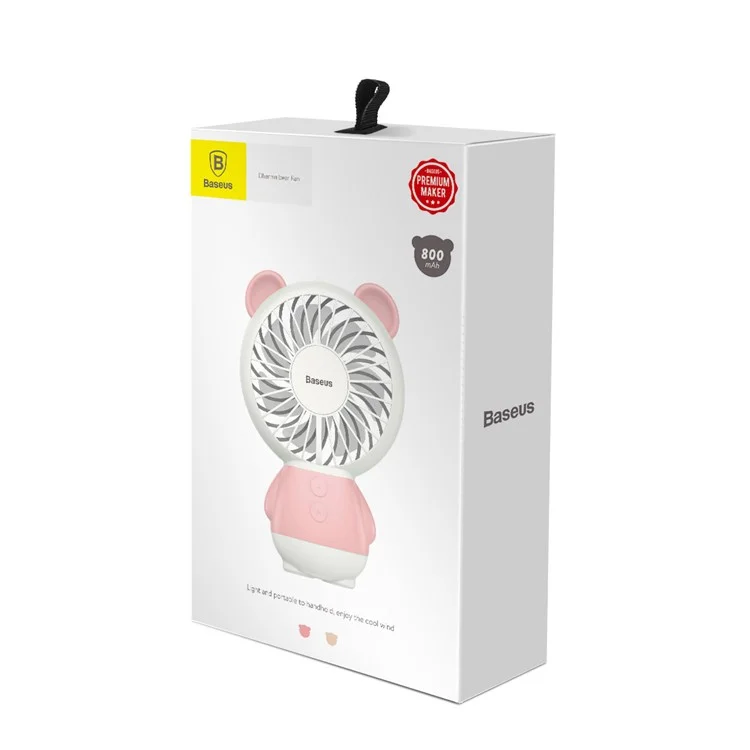 BASEUS Bear Shape Portable USB Cooling Fan Handheld Mini Fan with 2 Adjustable Speeds - Pink