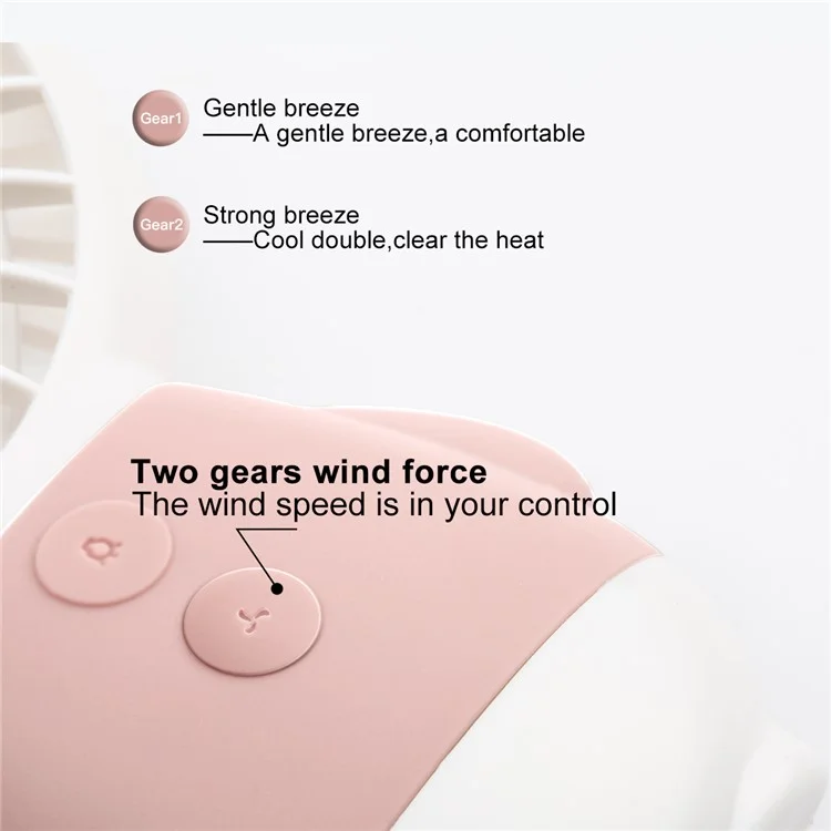 BASEUS Bear Shape Portable USB Cooling Fan Handheld Mini Fan with 2 Adjustable Speeds - Pink