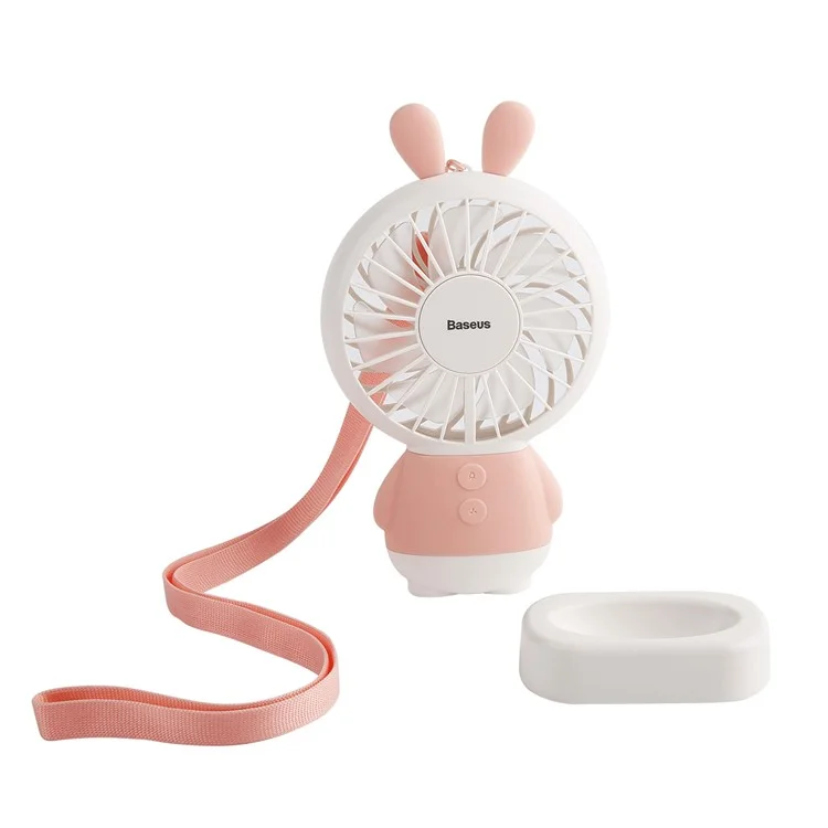 BASEUS Rabbit Shape Portable USB Cooling Fan Handheld Mini Fan with 2 Adjustable Speeds - Pink