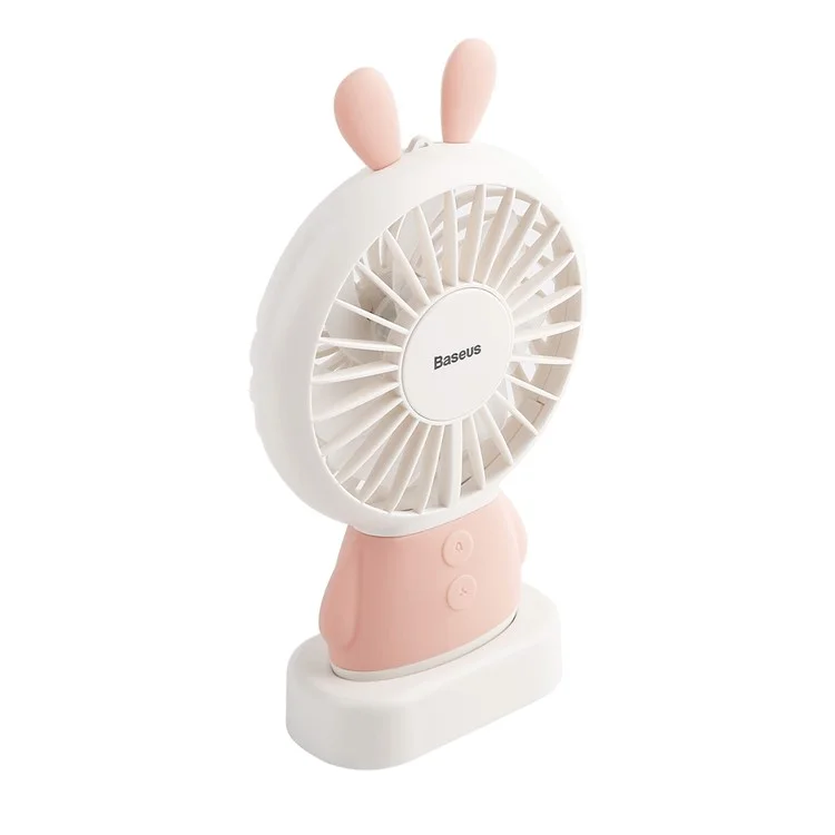 BASEUS Rabbit Shape Portable USB Cooling Fan Handheld Mini Fan with 2 Adjustable Speeds - Pink