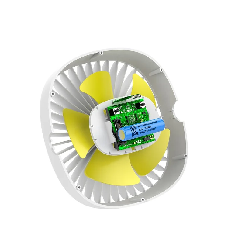 BASEUS Warm Light 360 Degree Rotary Clamping Cooling Fan - White