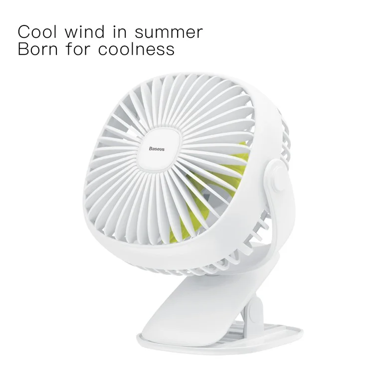 BASEUS Warm Light 360 Degree Rotary Clamping Cooling Fan - White