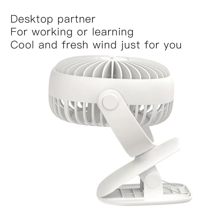 BASEUS Warm Light 360 Degree Rotary Clamping Cooling Fan - White